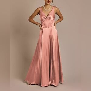 Galina Signature Desert Coral Charmeuse Satin Dress